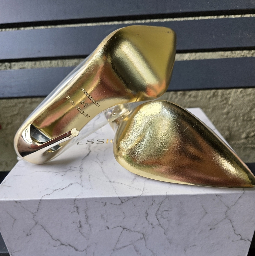 NIB Jessica Fancy Gold and Clear‎ Heels Sz. 37, 39 - Picture 6 of 8